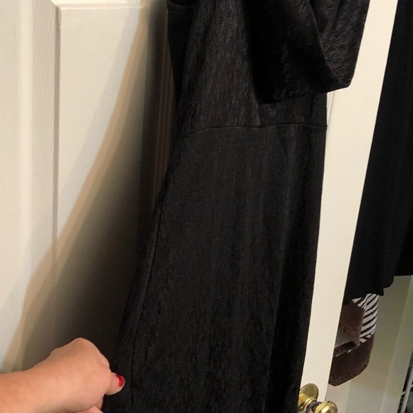 Windsor size large black LBD deep V faux wrap dress with asymmetrical hem NWOT - Picture 8 of 15